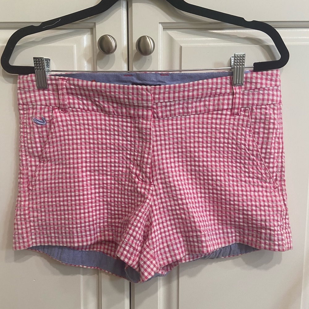 Southern marsh seersucker pink and blue shorts size 10